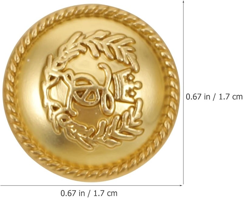 Safigle 20pcs Antique Gold Metal Sewing Buttons Crown Design For Coats Jackets - Image 2